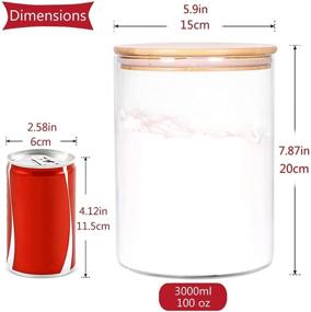 img 3 attached to Large Glass Flour Container with Airtight Bamboo Lid - 3L Storage Jar for Flour, Sugar, Cookies, Rice, Coffee Beans and More