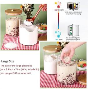 img 1 attached to Large Glass Flour Container with Airtight Bamboo Lid - 3L Storage Jar for Flour, Sugar, Cookies, Rice, Coffee Beans and More