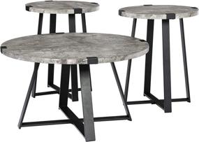 img 1 attached to 🏷️ Stylish and Durable: Walker Edison Anastasia Modern 3 Piece Metal Wrap X Base Coffee and Side Table Set, 3 Pack with Concrete Finish