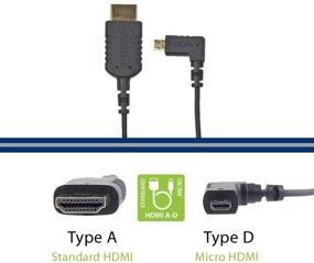 img 2 attached to 🔌 CMR UltraFlex 31-дюймовый кабель Micro Right Angle HDMI Male к стандартному HDMI Male. Тонкий 90 градусов HDMI кабель. HDMI 2.0