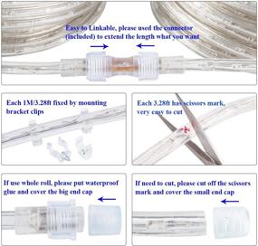 img 2 attached to 🌟 Outdoor Daylight White LED Rope Lights Waterproof - 39ft Flexible Strip Lights for Backyards, Holiday Parties, and Garden Lighting - UL Power Supply Included