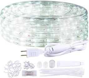 img 4 attached to 🌟 Outdoor Daylight White LED Rope Lights Waterproof - 39ft Flexible Strip Lights for Backyards, Holiday Parties, and Garden Lighting - UL Power Supply Included