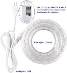 img 1 attached to 🌟 Outdoor Daylight White LED Rope Lights Waterproof - 39ft Flexible Strip Lights for Backyards, Holiday Parties, and Garden Lighting - UL Power Supply Included