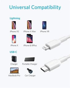 img 2 attached to Anker Powerline II USB C to Lightning Cable (6ft, MFi Certified) for iPhone 13 Pro Max, iPhone 12 Pro, iPhone 11, X, XS, XR, 8 Plus, AirPods Pro - Supports Power Delivery (Charger Not Included), White