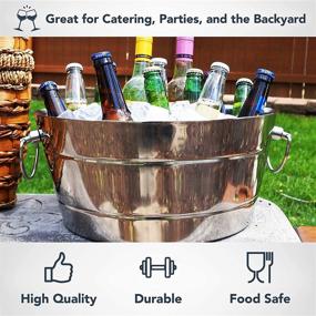 img 1 attached to BREKX Insulated Stainless Steel Beverage Tub with Double Handles, Double-Walled Anchored Ribbed Ice Bucket for Party Drink Chilling, 12 Quarts