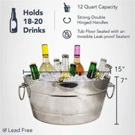 brekx insulated stainless steel beverage tub with double handles, double-walled anchored ribbed ice bucket for party drink chilling, 12 quarts logo
