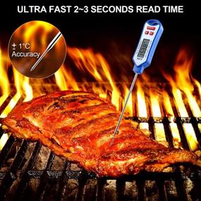 img 3 attached to 🔥 MFF Meat Thermometer for Cooking, Instant Read Digital Thermometer with Long Probe, Waterproof Temperature Thermometer with Backlight, Kitchen Food Thermometer for Grilling BBQ Fry Baking - Blue