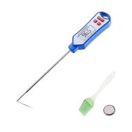 🔥 mff meat thermometer for cooking, instant read digital thermometer with long probe, waterproof temperature thermometer with backlight, kitchen food thermometer for grilling bbq fry baking - blue logo