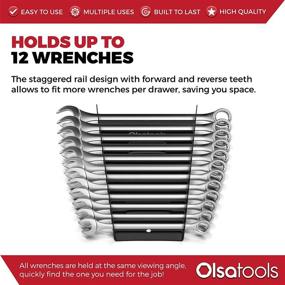 img 2 attached to 🔧 Efficient Wrench Organizer: Olsa Tools Magnetic Metal Black Holder for 12 Wrenches - Professional Quality Organizer
