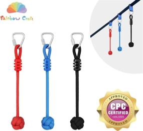 img 3 attached to 🌈 Rainbow Craft Ninja Slackline Fist Holds - Kids Ninja Training Equipment Set for Backyard Warrior Obstacle Course - Monkey Boxing, 3-Pack Ninja Fists