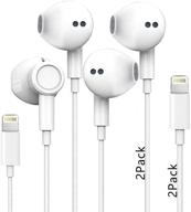 🎧 apple mfi certified 2-pack lightning earbuds/headphones with built-in microphone & volume control - in-ear stereo headphones set compatible with iphone 12/se/11/x/8/7 - all ios system logo