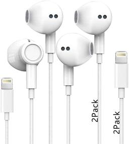 img 4 attached to 🎧 Apple MFi Certified 2-Pack Lightning Earbuds/Headphones with Built-in Microphone & Volume Control - In-Ear Stereo Headphones Set Compatible with iPhone 12/SE/11/X/8/7 - All iOS System