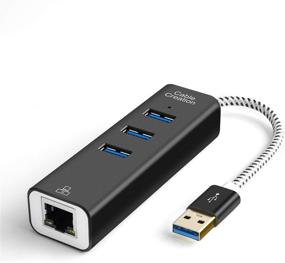 img 4 attached to CableCreation USB 3.0 Hub with Ethernet Adapter - 3 Port Gigabit 🔌 10/100/1000 Mbps, Compatible with Windows PC, Laptop, MacBook Pro, USB Flash Drives, Aluminum Black