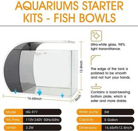 img 1 attached to 🐠 Hygger 5 Gallon Aquarium Starter Kit- Arc-Shaped Fish Tank with 3.2W LED Lighting, Concealed Filtration Box, 5W Water Pump, Rainwater & Duck's Mouth Outlet, Glass Cover