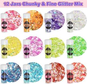 img 3 attached to 💫 HancraStore Luminous Chunky Glitter Set - 12 Colors Glow in The Dark Sequins for Cosmetic, Craft, Resin, Epoxy Tumbler, Body, Nail, Slime, Wedding Festival Party Decor