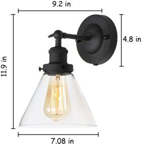 img 1 attached to 🕯️ Vintage Edison Wall Sconce: Retro Industrial Simplicity Style, Black Finish, Adjustable Arm & Clear Glass Lampshade