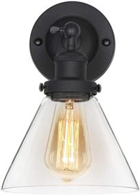 img 2 attached to 🕯️ Vintage Edison Wall Sconce: Retro Industrial Simplicity Style, Black Finish, Adjustable Arm & Clear Glass Lampshade