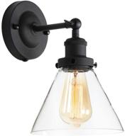 🕯️ vintage edison wall sconce: retro industrial simplicity style, black finish, adjustable arm & clear glass lampshade логотип