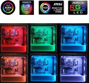 img 1 attached to 💡 Enhance Your PC Aesthetics with PC RGB LED Strip Light: White Silicone Housing, Magnetic Design, 2PCS Strips, 42LEDs, Compatible with ASUS Aura RGB, MSI Mystic Light, ASROCK Aura RGB, Gigabyte RGB Fusion - Perfect for 12V 4-Pin RGB LED Header!