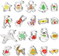 winter theme christmas cookie cutter set - 20 metal holiday cutters for snowflakes, snowmen, christmas trees, candy canes, gingerbread shapes - perfect for kids party logo