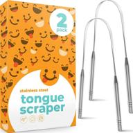👅 tongue scraper set (2-pack) - stainless steel tongue scrapers for adults, medical grade & bpa free - reduce bad breath, enhance oral hygiene - gifting fresh breath to you and your loved ones logo
