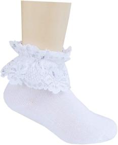 img 3 attached to 🧦 Kids Girls Soft Cotton Socks Set - 3 Pack Princess Ruffles Lace Frilly Socks (2-9 Years)