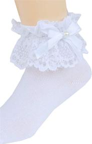 img 2 attached to 🧦 Kids Girls Soft Cotton Socks Set - 3 Pack Princess Ruffles Lace Frilly Socks (2-9 Years)