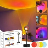 🌅 sunset lamp - rotating sunset projector led lamp with adjustable tik tok visuals. ideal for photography, selfies, home decor in living rooms/bedrooms. usb port included. логотип