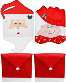 img 3 attached to 🎅 Christmas Chair Covers Decor - Set of 4, Santa Claus Red Hat Snowflake Chair Xmas Cap, Kitchen Dining Chair Slipcovers for Holiday Festive Decorations (Red Santa Hat)