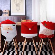 🎅 christmas chair covers decor - set of 4, santa claus red hat snowflake chair xmas cap, kitchen dining chair slipcovers for holiday festive decorations (red santa hat) logo