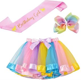 img 4 attached to 🌈 BGFKS Layered Rainbow Hairbow: Vibrant Birthday Girls' Clothing, Skirts & Skorts