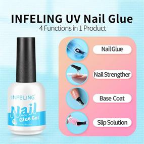 img 3 attached to 💅 INFELING 4-в-1 клей для ногтей из акрила - гель-клей с закреплением (15 мл) - идеально подходит для пресс-ногтей, базового покрытия и раствора для скольжения