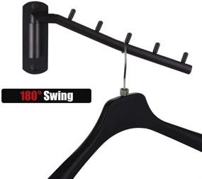 img 2 attached to 👕 Maximize Closet Space with the JQK Folding Clothes Hanger Rack – Durable Stainless Steel Swing Arm Hook Holder in Matte Black Wall Mount Design