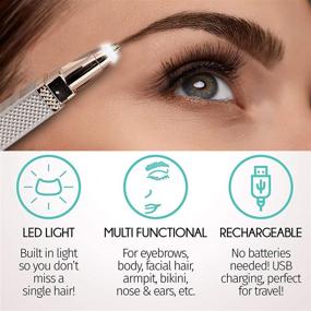 img 1 attached to 2-in-1 Rechargeable Eyebrow and Facial Hair Trimmer: Painless Epilator for Effortless Hair Removal with LED Light