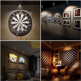 img 1 attached to 🔦 Rechargeable Wireless Spotlights: Dimmable Accent Light for Artwork, Painting, Dart Board, Poster - 12 Color Changing Puck Light with Remote Control and Stick-On Feature