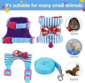 img 2 attached to 🐾 SATINIOR Small Pet Harness with Bowknot and Bell Decor - Comfortable Vest Set for Ferret, Rats, Iguana, Hamster, Bearded Dragon