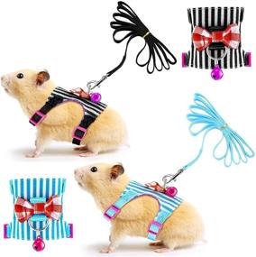 img 4 attached to 🐾 SATINIOR Small Pet Harness with Bowknot and Bell Decor - Comfortable Vest Set for Ferret, Rats, Iguana, Hamster, Bearded Dragon