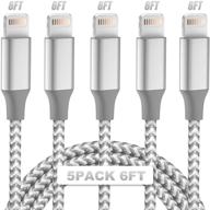 iphone charger mfi certified bkayp 5pack 6ft nylon braided lightning cable - fast charging & syncing, compatible with iphone 12/max/11pro/11/xs/max/xr/x/8/8p/7 and more logo