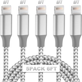 img 4 attached to iPhone Charger MFi Certified Bkayp 5Pack 6ft Nylon Braided Lightning Cable - Fast Charging & Syncing, Compatible with iPhone 12/Max/11Pro/11/XS/Max/XR/X/8/8P/7 and More