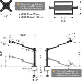 img 3 attached to 🖥️ Viozon Стойка для ноутбуков/ноутбуков с проектором: Настройка опорной руки для устройств размером 12-17 дюймов, бесплатное съемное VESA для мониторов размером 17-32 дюйма.