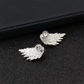 img 2 attached to 💫 Coadipress Angel Wings Stud Earrings: Vintage Gold and Silver Plated Bird Wing Diamond Piercing Jewelry for Women and Girls - Unique Gift Option