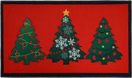 🎄 christmas trees decorative welcome doormats, non-slip holiday door mat with winter snowflakes for indoor outdoor home garden decoration - red christmas rug ideal for entryway, front porch, and farmhouse decor- 30" x 17 logo