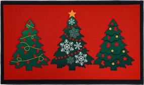 img 4 attached to 🎄 Christmas Trees Decorative Welcome Doormats, Non-Slip Holiday Door Mat with Winter Snowflakes for Indoor Outdoor Home Garden Decoration - Red Christmas Rug Ideal for Entryway, Front Porch, and Farmhouse Decor- 30" x 17