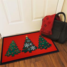 img 1 attached to 🎄 Christmas Trees Decorative Welcome Doormats, Non-Slip Holiday Door Mat with Winter Snowflakes for Indoor Outdoor Home Garden Decoration - Red Christmas Rug Ideal for Entryway, Front Porch, and Farmhouse Decor- 30" x 17