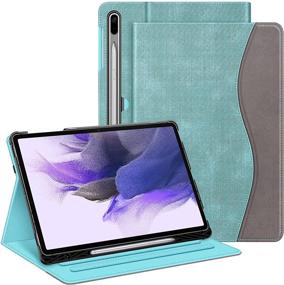 img 4 attached to 📱 Fintie Turquoise Case for Samsung Galaxy Tab S7 FE 12.4 inch 2021 (SM-T730/T733/T736/T738) & Galaxy Tab S7 Plus 2020 - Multi-Angle Viewing Cover with Pocket, Auto Wake/Sleep Feature