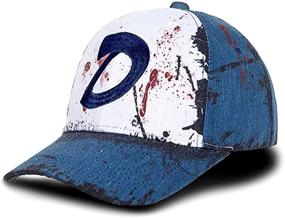 img 4 attached to 🧢 Ajpicture Clementines Hat: Unisex Slate Blue Baseball Cap for Halloween Cosplay - Blood Stain & Dirt Dead Zombies Accessories