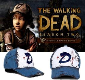 img 3 attached to 🧢 Ajpicture Clementines Hat: Unisex Slate Blue Baseball Cap for Halloween Cosplay - Blood Stain & Dirt Dead Zombies Accessories