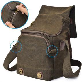 img 1 attached to CADEN Vintage Canvas Camera Bag for DSLR/SLR Cameras - Compact & Stylish Messenger Shoulder Case for Travel with Mirrorless 1 Canon Nikon Sony Olympus Lens (Coffee)