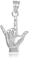🤟 925 sterling silver hand sign language charm pendant - express your love logo