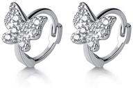 🦋 dainty cz butterfly tiny cartilage hoop earrings: 925 sterling silver cubic zirconia small petite huggie hoops for women & girls - fashionable, cute jewelry! logo